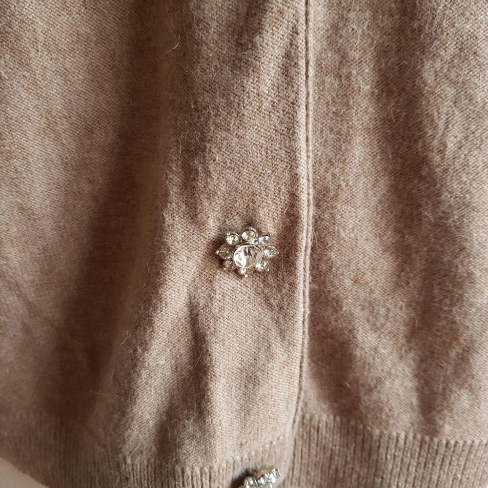 Sz M Angora Rabbit Collar Cardigan with Rhinestone - Picture 3 of 7